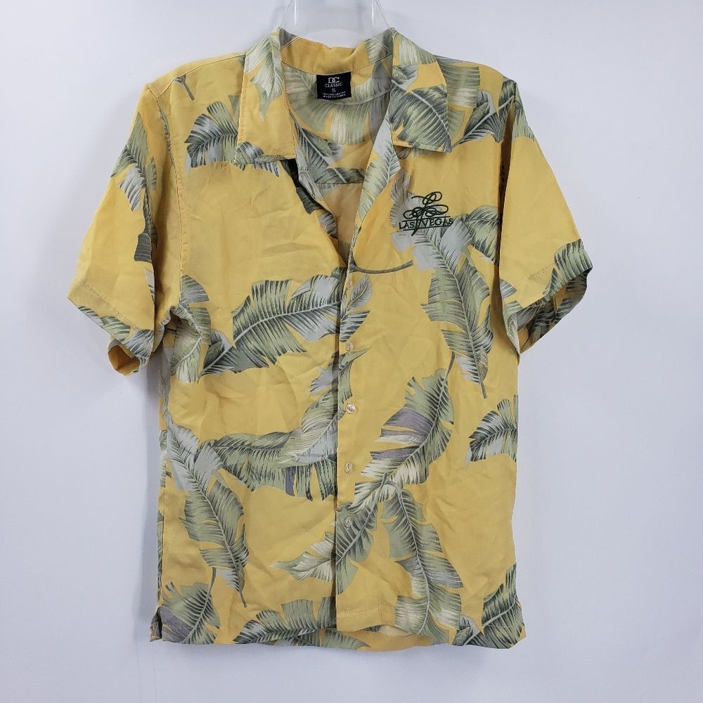 DC CLASSIC YELLOW FLORAL BUTTON DOWN SHIRT MENS S Las Vegas Logo